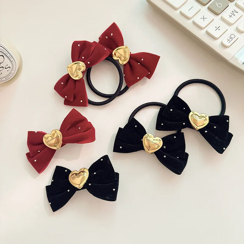 

1PCS New Lovely Princess Metal Heart Bow Girls Elastic Hair Bands Children Hair Ties Kids Hair Accessories Baby Headwear