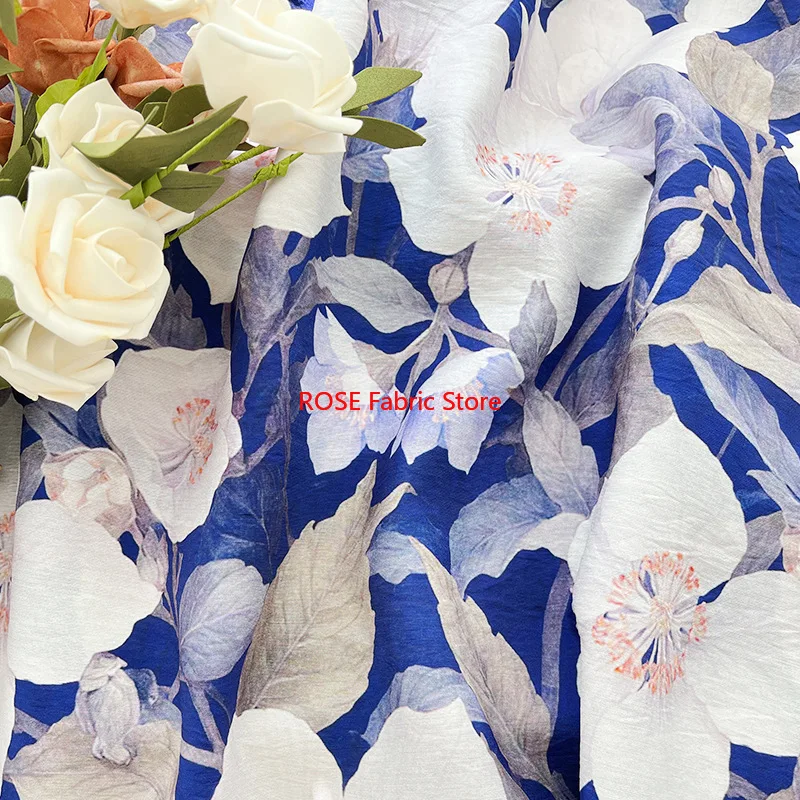 1 Meter Floral Digital Printing Brocade Cotton Fabric Cheongsam Dress Blouse Hanfu Handmade Sewing Fabric
