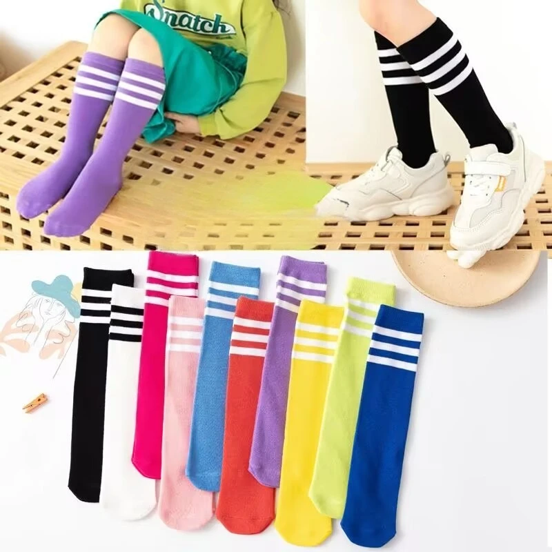Fußballstrümpfe Half Tube Kindersocken Herbst Mädchen Mittelrohr Florstrümpfe Bonbonfarbene Streifensocken Stil Strumpfhosen