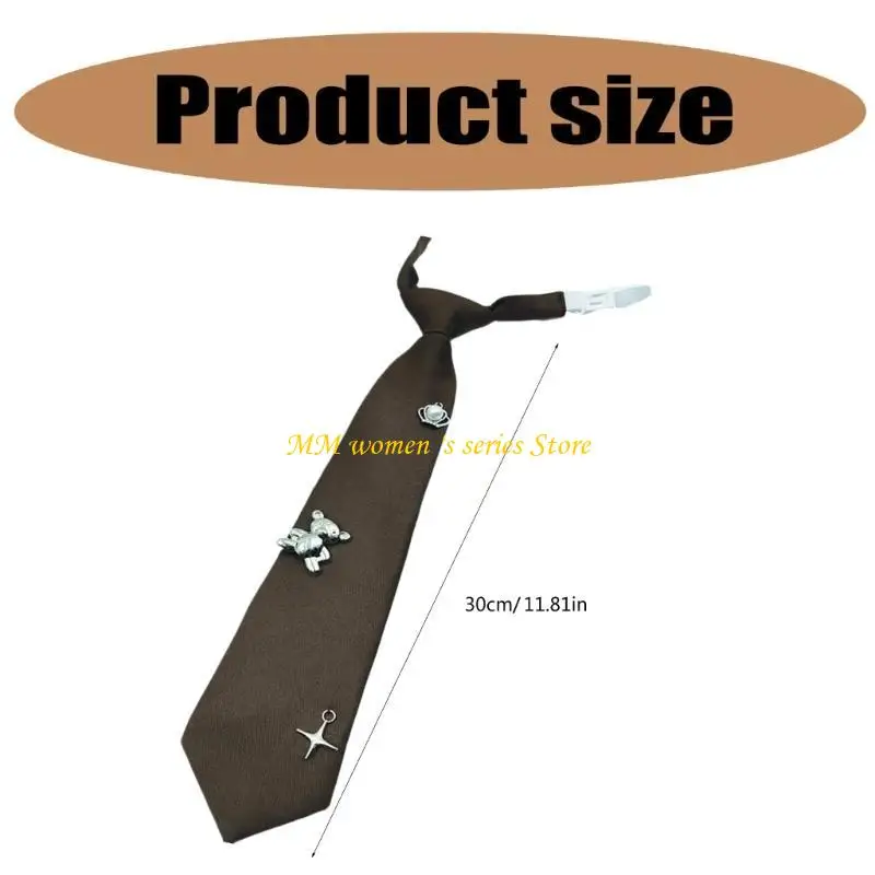 Q39C شباب الفنية TIE Bear Crown Print Necktie قابلة للتعديل أنماط الكلية Necktie للمدرسة والمكتب