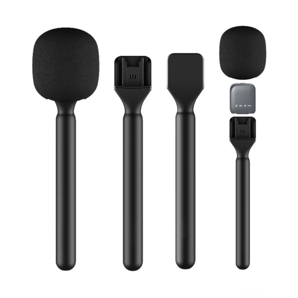 

Handheld Lavalier Interview Microphone Adaptor Universal with Windproof Sponge Microphone Grip Stick Black Mic Stand for RODE GO