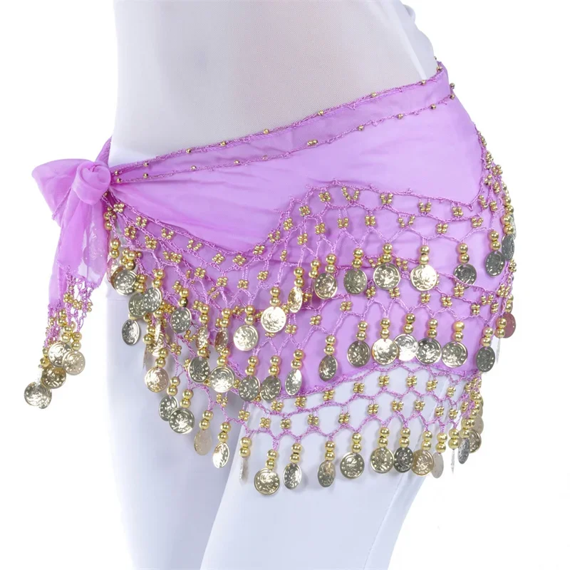 ブリンブリンゴールドコインベリーダンスヒップスカーフ衣装女性のためのオリエンタル臀部ウエストチェーンタッセルスカートベルトダンスレッスン服