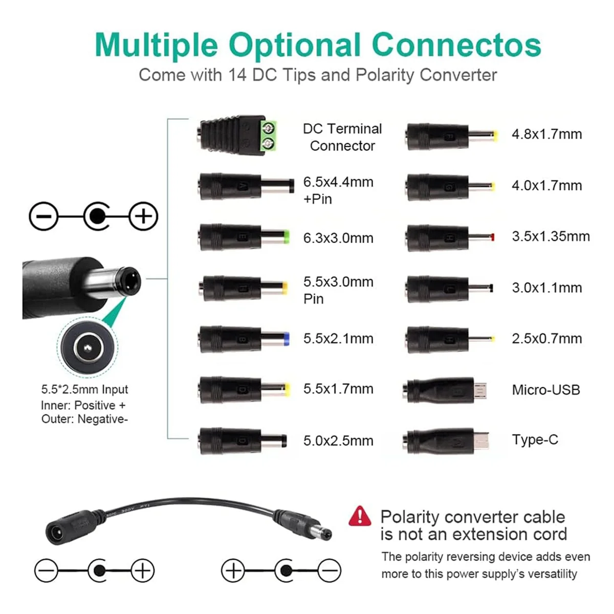 Power Supply 3V-24V 3A 72W Adjustable Variable 3V 5V 6V 9V 12V 18V 20V 24V AC/DC, 100V-240V AC to DC Converter US Plug