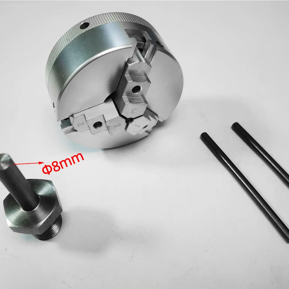 Mini mandrino a tre griffe da 48 mm per smerigliatrice da banco per tornio Trapano elettrico Mandrino per tornitura per lavorazione del legno autocentrante in lega di alluminio