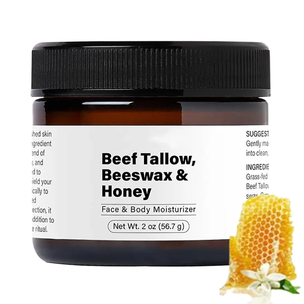 Beef Tallow Balm Raw Wild Honey Face Cream Grass Fed Organic Natural Skin Care Honey Cow Tallow Cream Moisturizing Cream