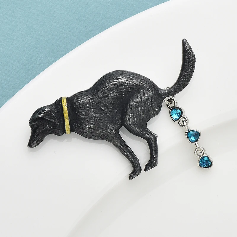 Funny Pooping Dog Enamel Brooch Pin for Women