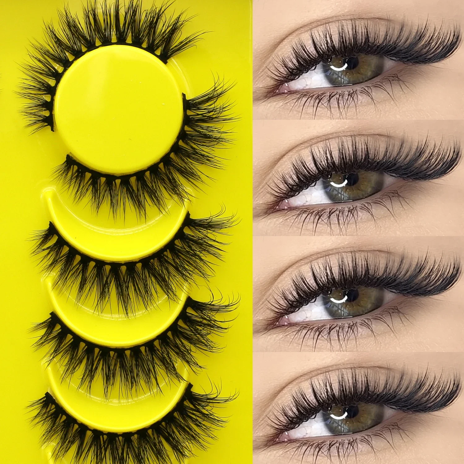 Veltrinay الرموش وهمية القط الرموش ثلاثية الأبعاد فو المنك جلدة رقيق Wispy طويلة سميكة قابلة لإعادة الاستخدام الرموش الصناعية ماكياج