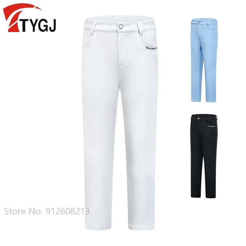 TTYGJ Kids Golf Pants Winter Watrm Fleece Golf Clothing Waterproof Thicken Sports Trousers Outdoor Boy Girl Windproof Sweatpants