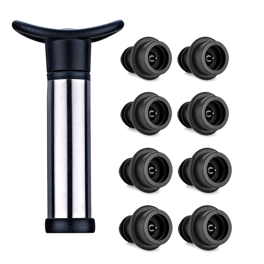 

OWO Advanced Wine Stoppers Stainless Steel Manual Vacuum Pump Wine Saver Reusable Wine Bottle Stopper Sealer Keep Wine Fresh