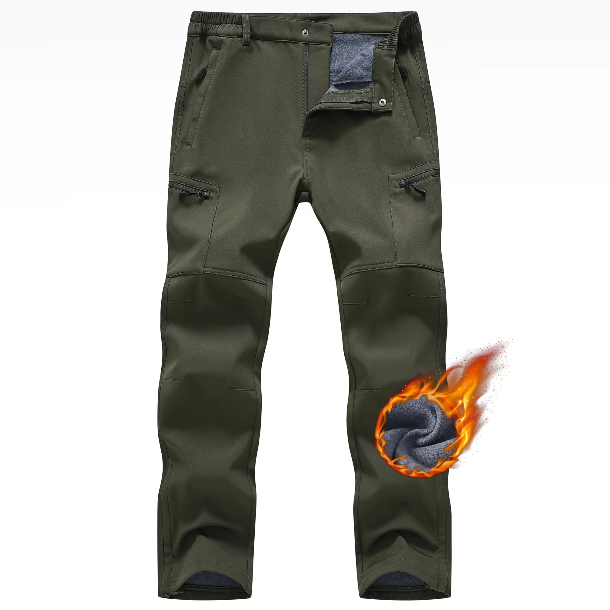 Winter Herren Wasserdichte Camping-Wanderhose Cargo Taktische Softshell Warme Fleece Winddichte Outdoor-Trekking-Jagdhose – Detail 30