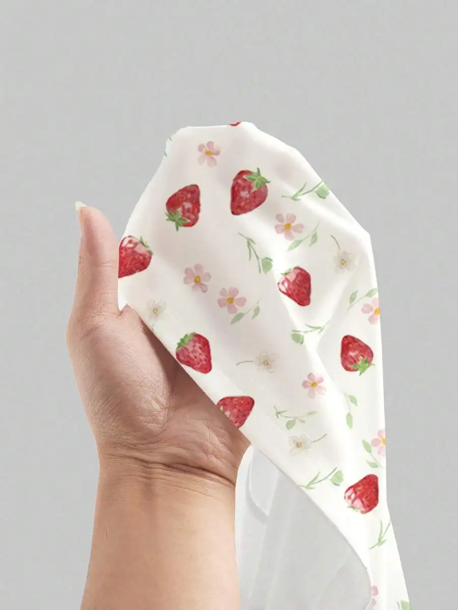 

Fairycore Strawberry Floral Print A-Line Ruched Vacation Dress For Women Spring Summer