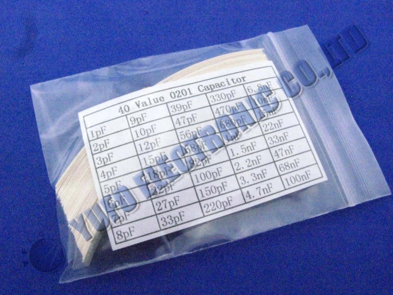 Free Shipping One Lot 0201 SMD Capacitor Assortment Kit 40value Total 2000pcs Chip Capacitors Pack