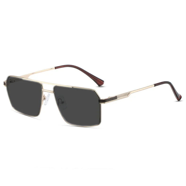 Neue hochwertige Myopie-Sonnenbrille aus Edelstahllegierung für Damen und Herren, modische Retro-Doppelbalken, quadratische Sonnenschutz-Sonnenbrille – Detail 14