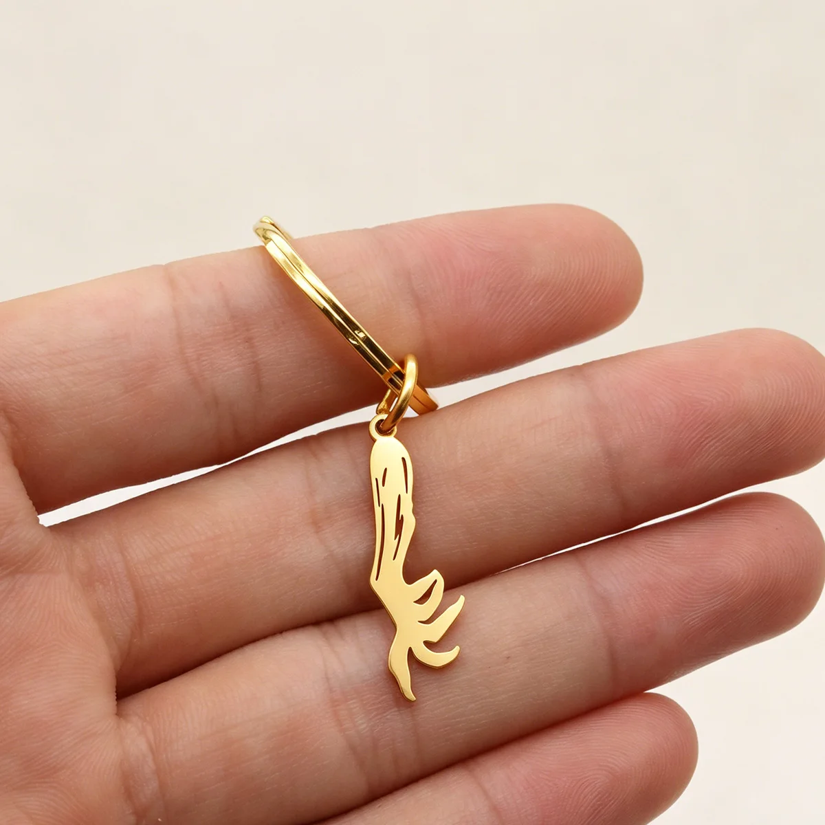 Abstract Hand Gesture Keychain Stainless Steel Hand Palm Pendant Key Ring Car Keys Backpack Jewelry Gift for Men Women