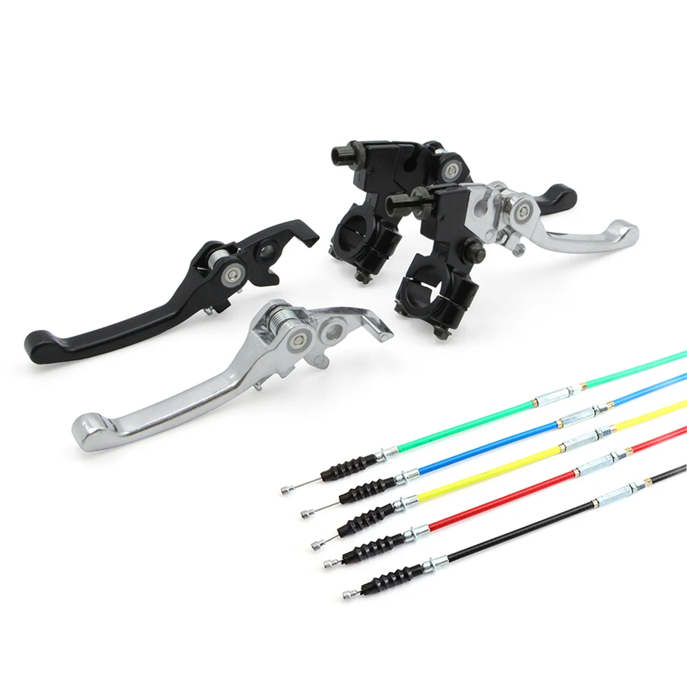 Maneta de Freno y Embrague Plegable de 22mm con Cable de Embrague para Motocicleta de 110cc 125cc 140cc 150cc 160cc, Moto de Cross y Pit Bike