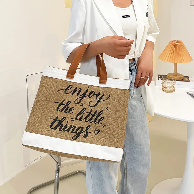 Tote Bag Women Canvas Casual Large Capacity Shoulder Bag For Female Fashion Vintage Handbag Letter Printing Shooper HandBag 2023