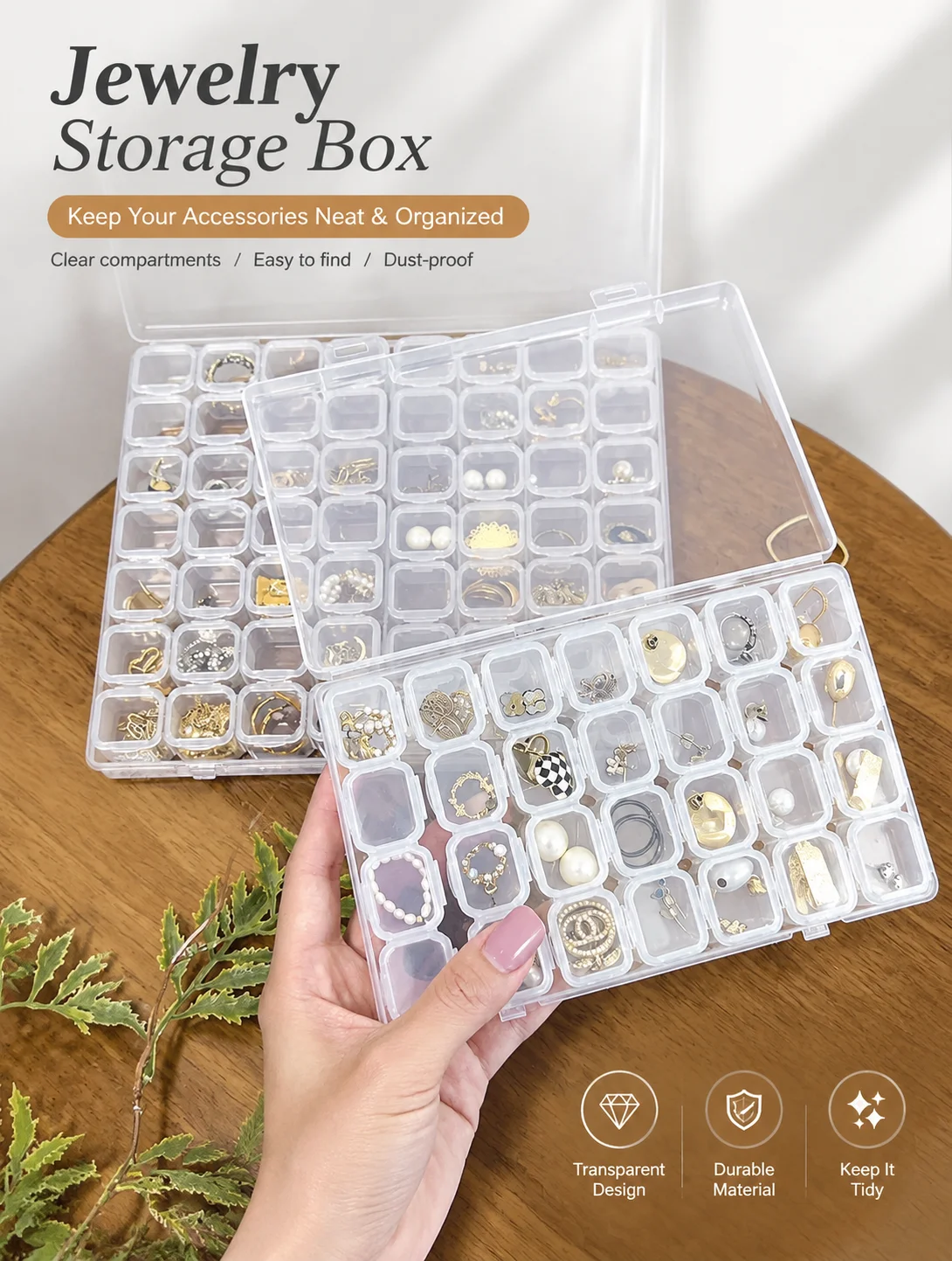 28 Grids Transparent Nail Art Storage Box Mini Rhinestone Organizer Jewelry Holder Portable Manicure Tool Case Salon Home