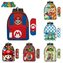 2 pz-set nuovo zaino Super Marios Bros borsa a tracolla Kawaii scuola elementare e media borsa scuola cartone animato astuccio