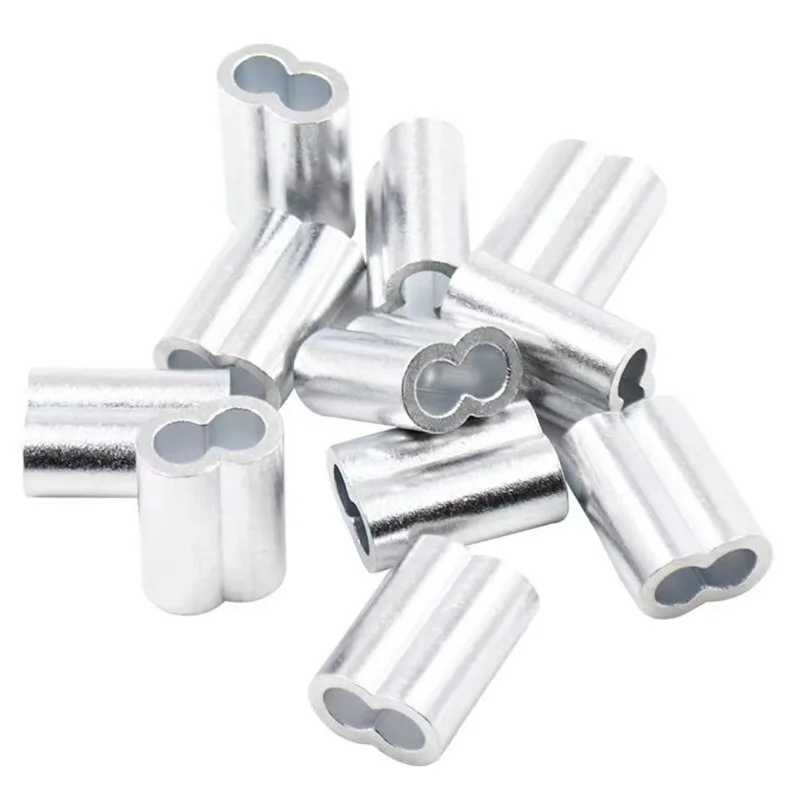 M1 M1.2 M1.5 M2 M2.5 M3-M12 Aluminum Ferrules Clamps 8-Shape Double Hole Aluminum Casing Wire Rope Oval Clip Wire Rope Ferrule