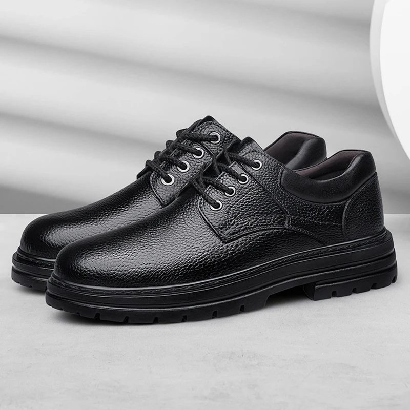 Men Genuine Leather Casual Shoes Lace Up Soft Sole Shoes Luxury Middle-aged Old Man Business Oxfords Shoes Big Size 49 50