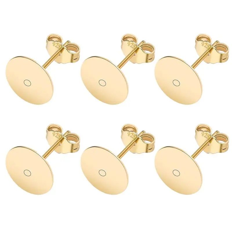 50 stks/partij 925 Verzilverd Blank Post Earring Studs Base Pin Met Oorbel Plug Bevindingen Oor Terug DIY Sieraden Maken Accessoires