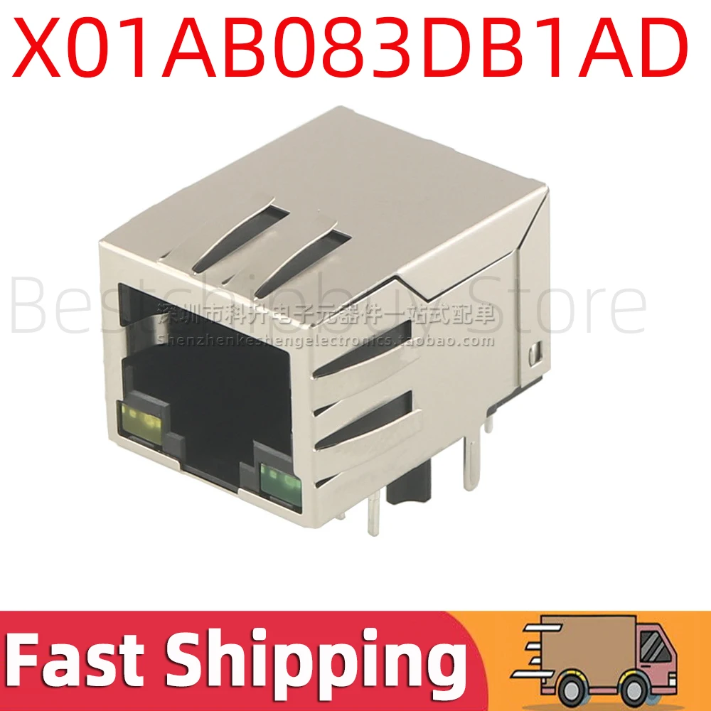 5pcs X01AB083DB1AD RJ45 Jack Filter Shield 100 Base Fast Ethernet Network Port Modular Connector Interface Yellow Green LED