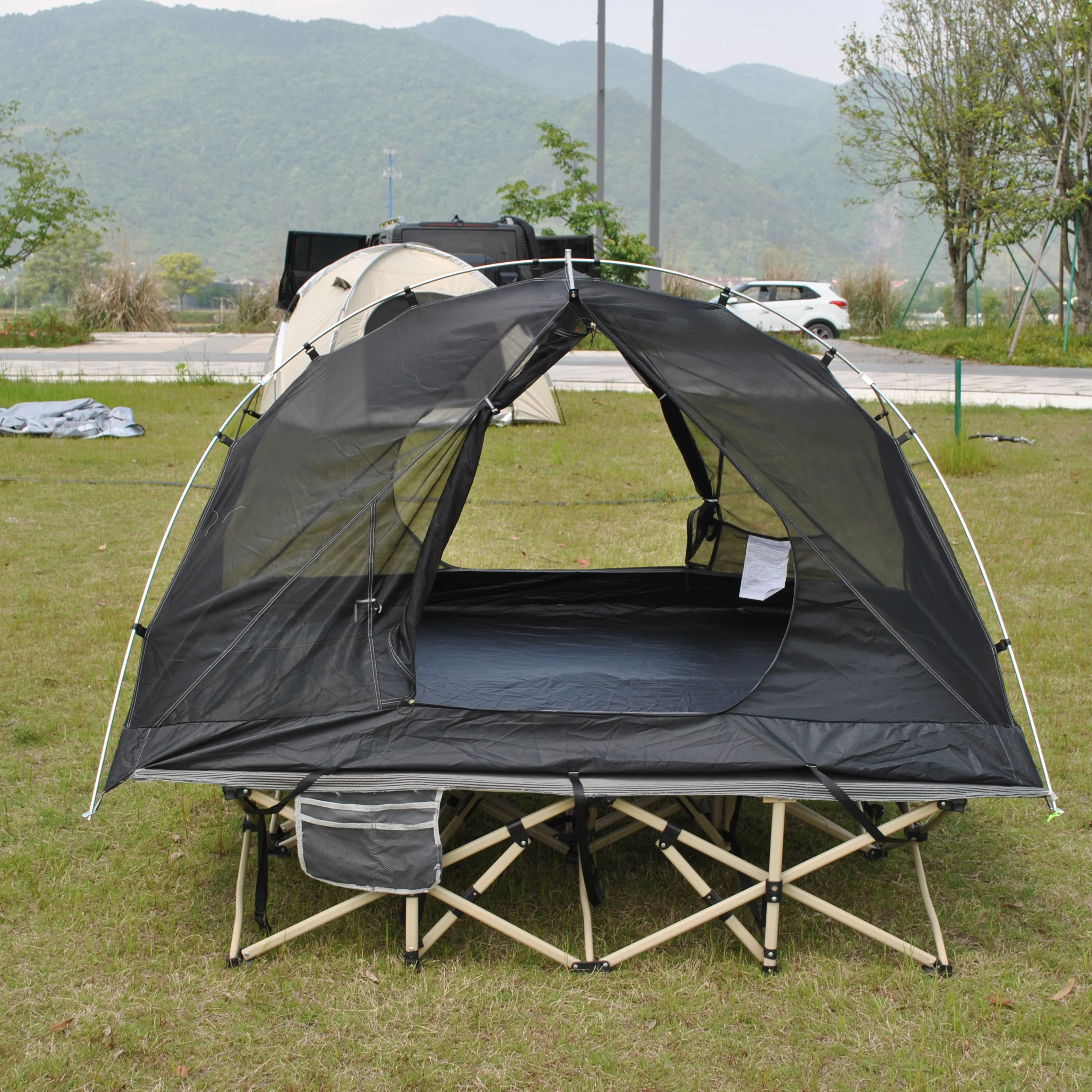خيمة سرير خارجية لشخصين، خيمة تخييم 2 في 1 خفيفة الوزن لشخصين تتضمن ملاءة أرضية، خيمة سرير للتخييم بطبقة مزدوجة (لا مع سرير) #2