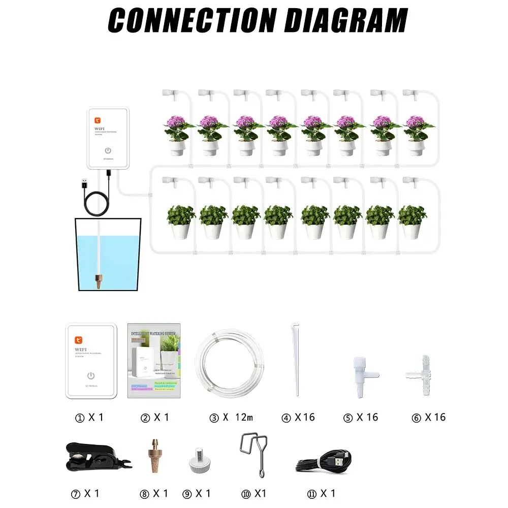 Tuya WIFI Wireless Water Timer Garden Automatic Watering Device Intelligent Timed Drip Irrigation System SmartLife APP