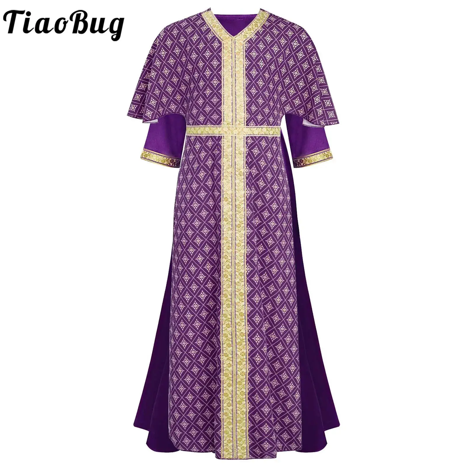 

#6-16 Indian Princess Role Play Clothing Floral Print Side Split Tunic with Belt Maxi Dress for Halloween Carnival