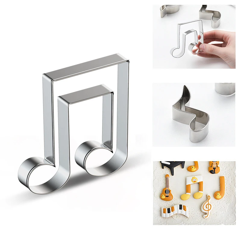 DIY Music Note Stainless Steel Cookie Stamp Cutters Moulds Cute Biscuit Mold Fondant Pastry Cake Decorating Baking Kitchen Tools