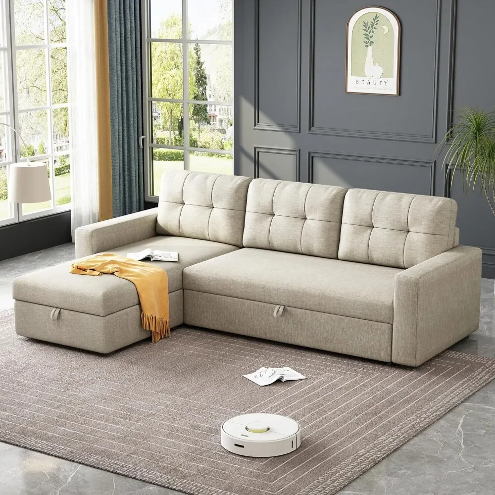 Living Room Sofas Living Room Convertible Sofa Bed With 3 Cushions and Breathable Fabric for Apartments Offices Furniture Home