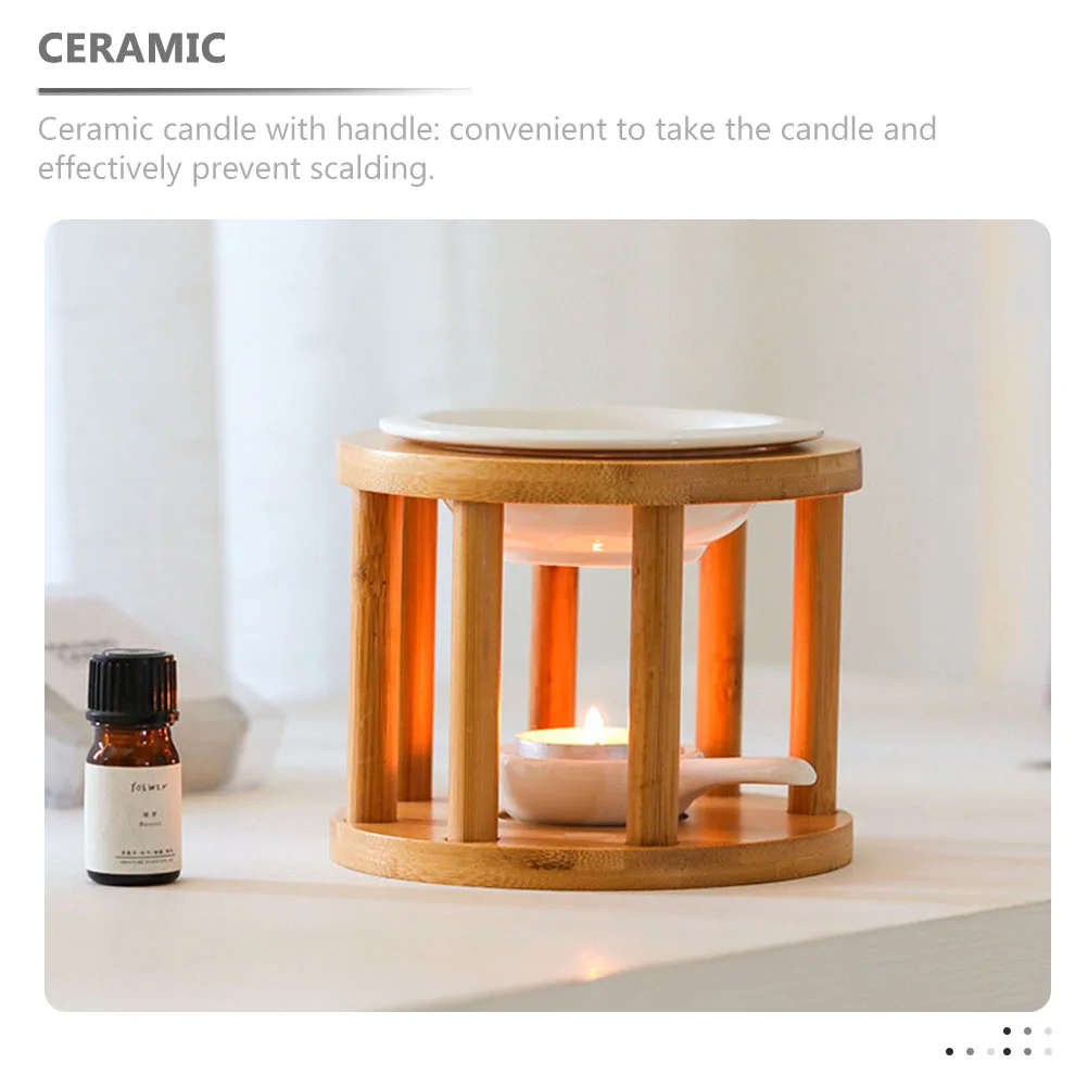

Ceramic Bamboo Warmer Essential Oil Burner Tealight Wax Melt Warmer Aroma Diffuser for Bedroom Essential Oil Burner