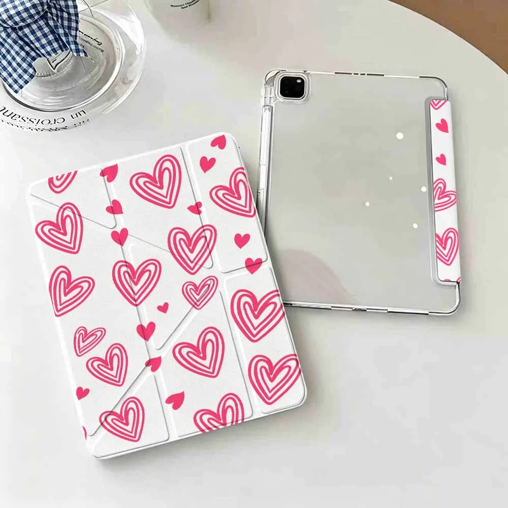 Trending Pink Hearts For IPad Mini Air Pro 13 12.9 11 10.9 10.5 10.2 9.7 8.3 7.9 inch 5 6 7 8 th Pen Slot Tablet Case
