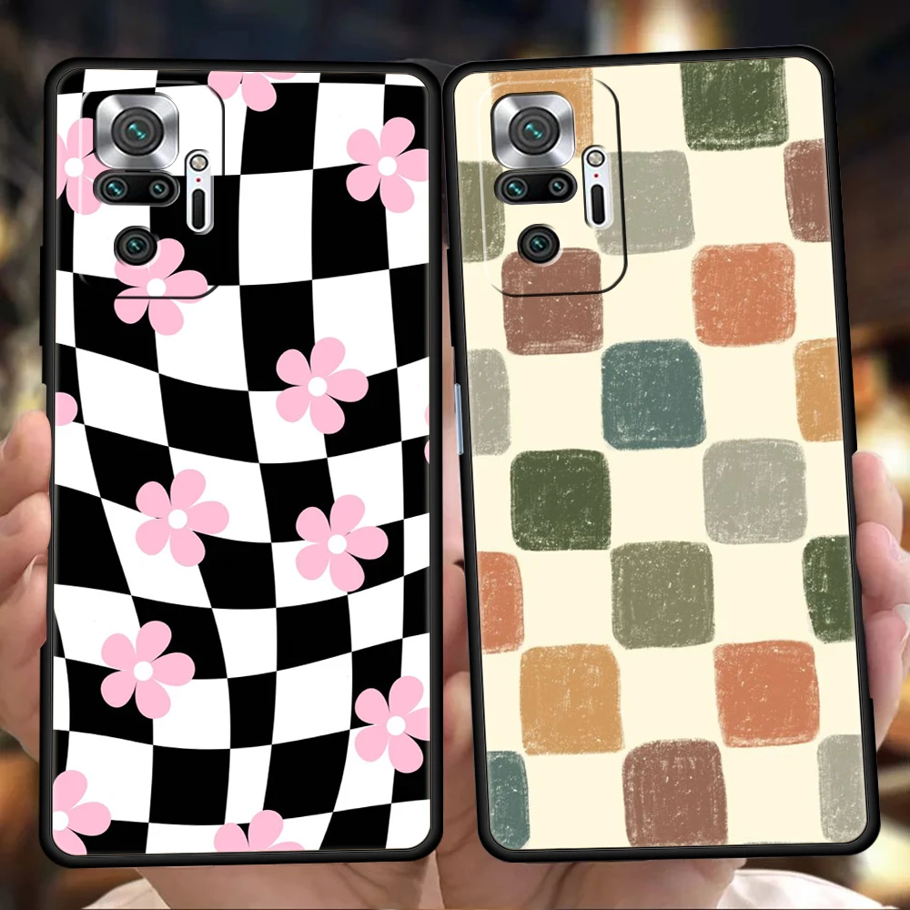 Schachbrett-Schachbrett-Telefonhülle für Xiaomi Redmi Note 14 5G 13 12 10 11 Pro Plus 4G 14C 13C 12C 10C 9C Weiche TPU-Abdeckung