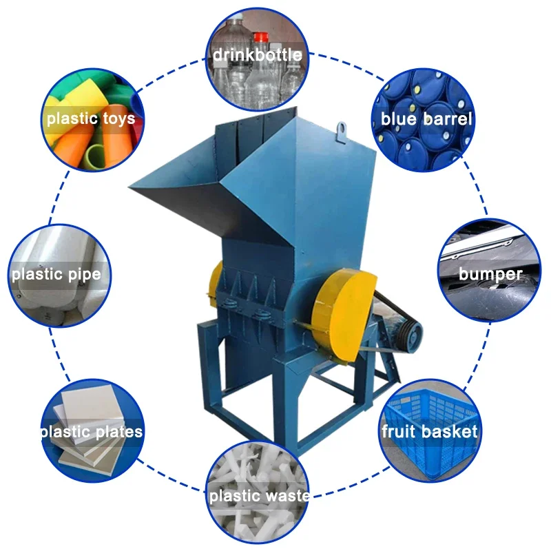 plastic crusher machine price waste plastic bag film pipe pvc pp pe pet bottle plastic crush crusher machine with diesel engine