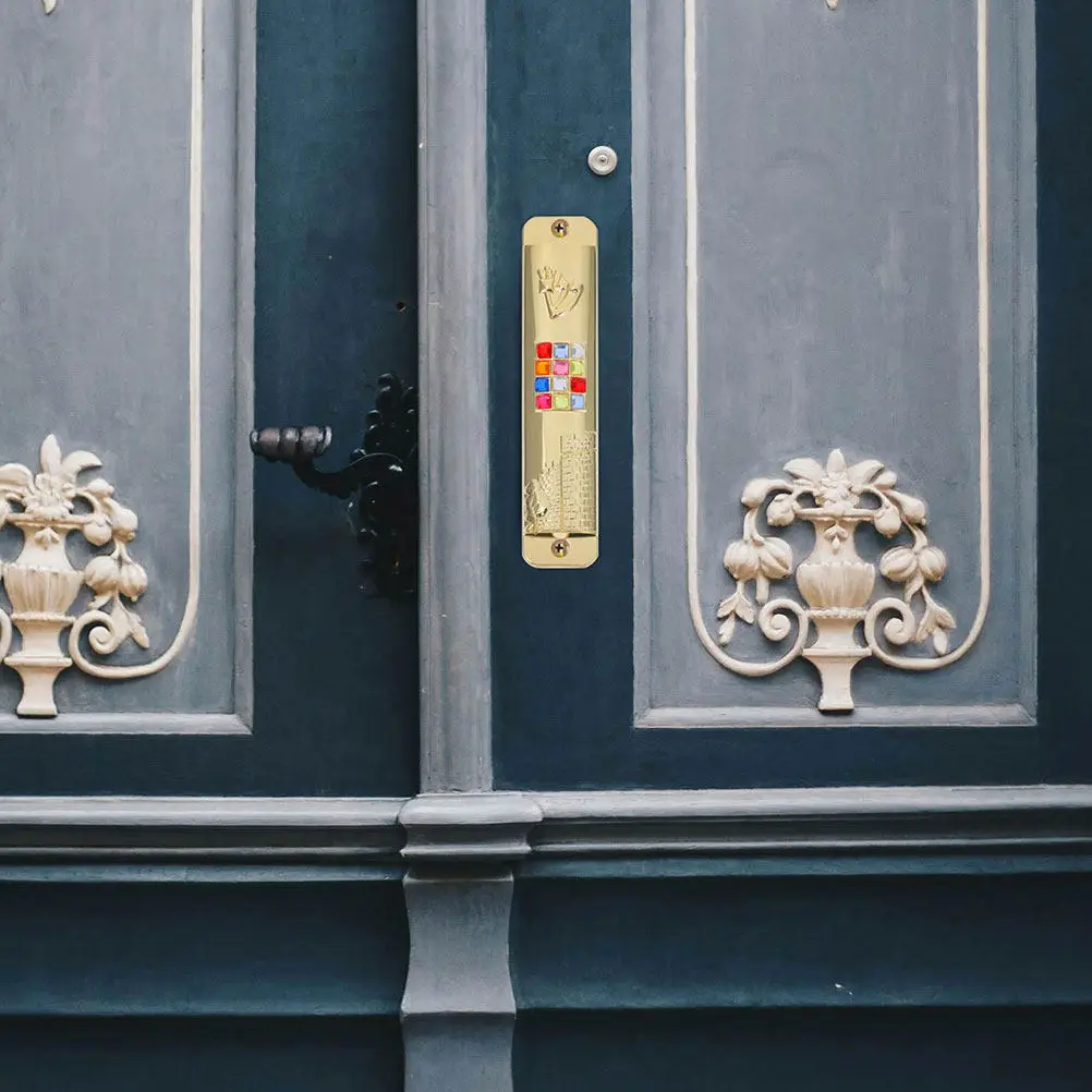 2Sets Decorative Metal Mezuzah for Door with Authentic Kosher Scroll Religious Jewish Symbol Zinc Alloy Home Protection Door