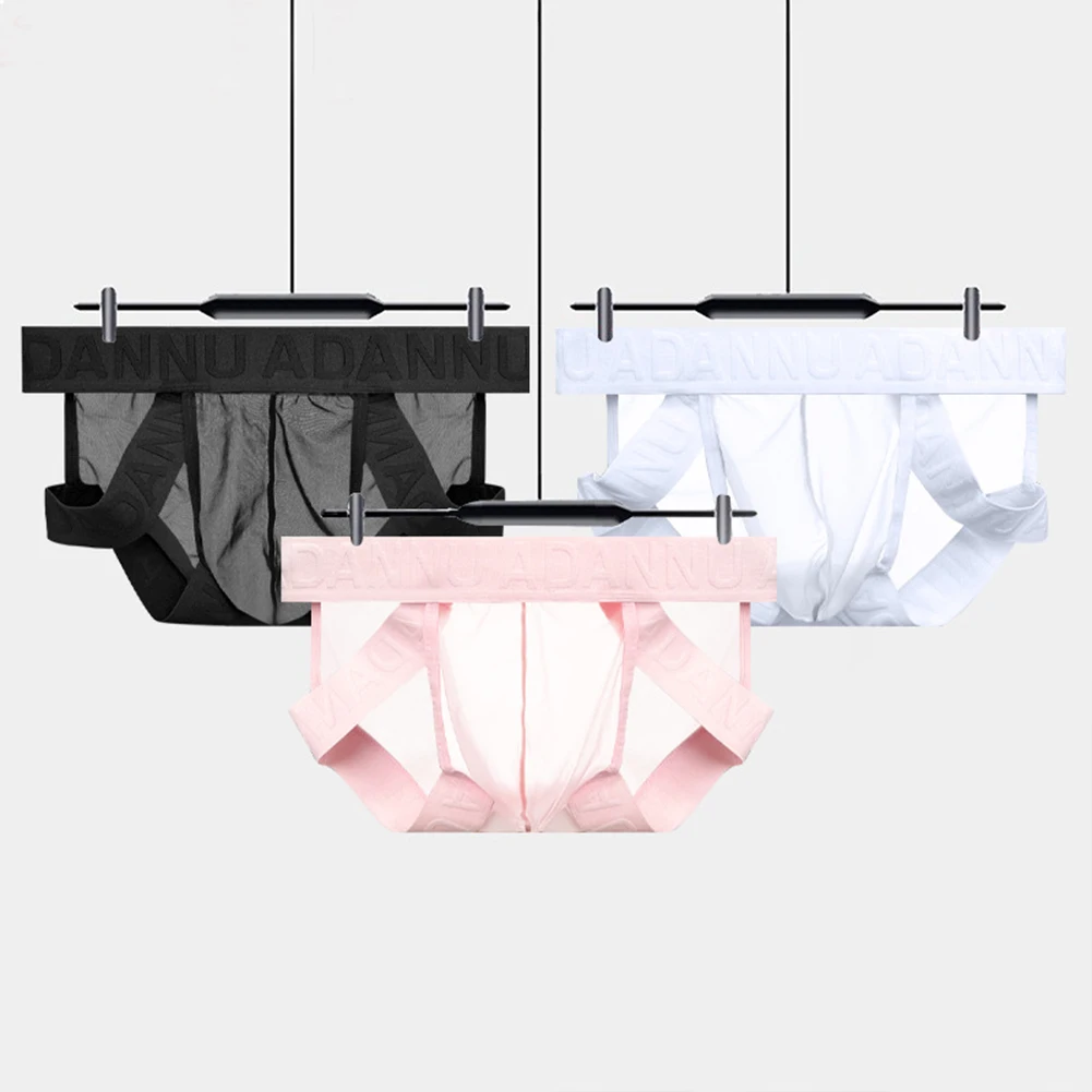 

Модные мужские трусы с буквенным принтом, прозрачное бесшовное спортивное белье, нижнее белье с низкой талией, сексуальные полые дышащие трусы