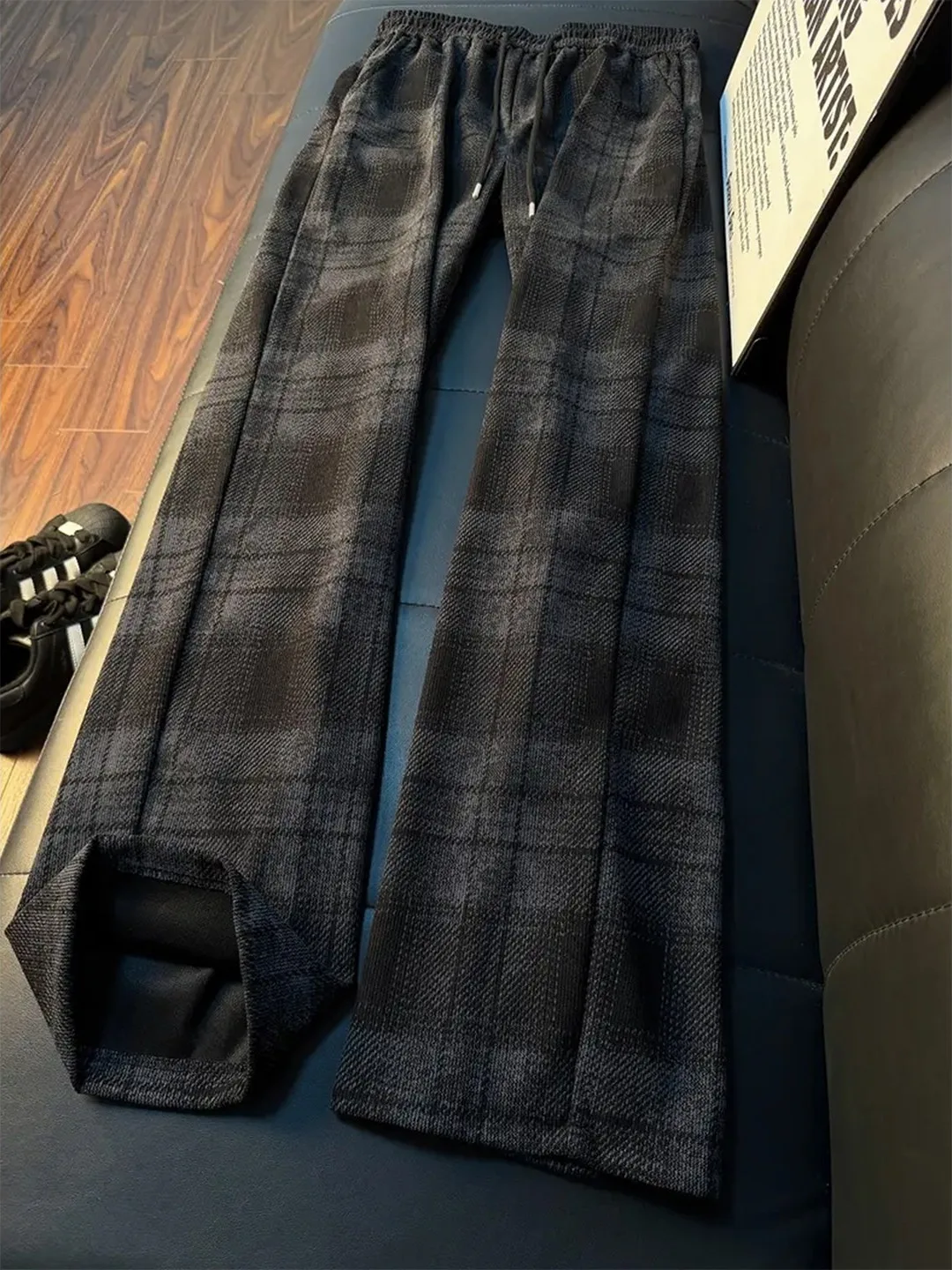 Oversize Men's Tie Dye Plaid Sweatpants Casual American Sport Pants Loose Straight Leg Pants Luxury Style Autumn Collection