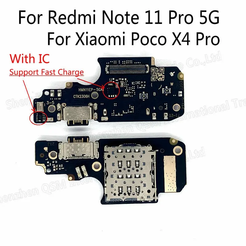 For Xiaomi Redmi Note 11 Pro 5G / Poco X4 Pro USB Charging Port Mic Microphone Dock Board Flex Cable With IC Fast Charging