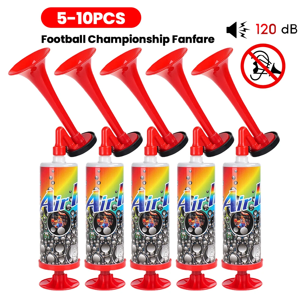 Air Pressure Trumpets Reusable Soccer Game Horn Portable Mini Handpush Pump Air Horn for Boating Sports Events Birthday Parties