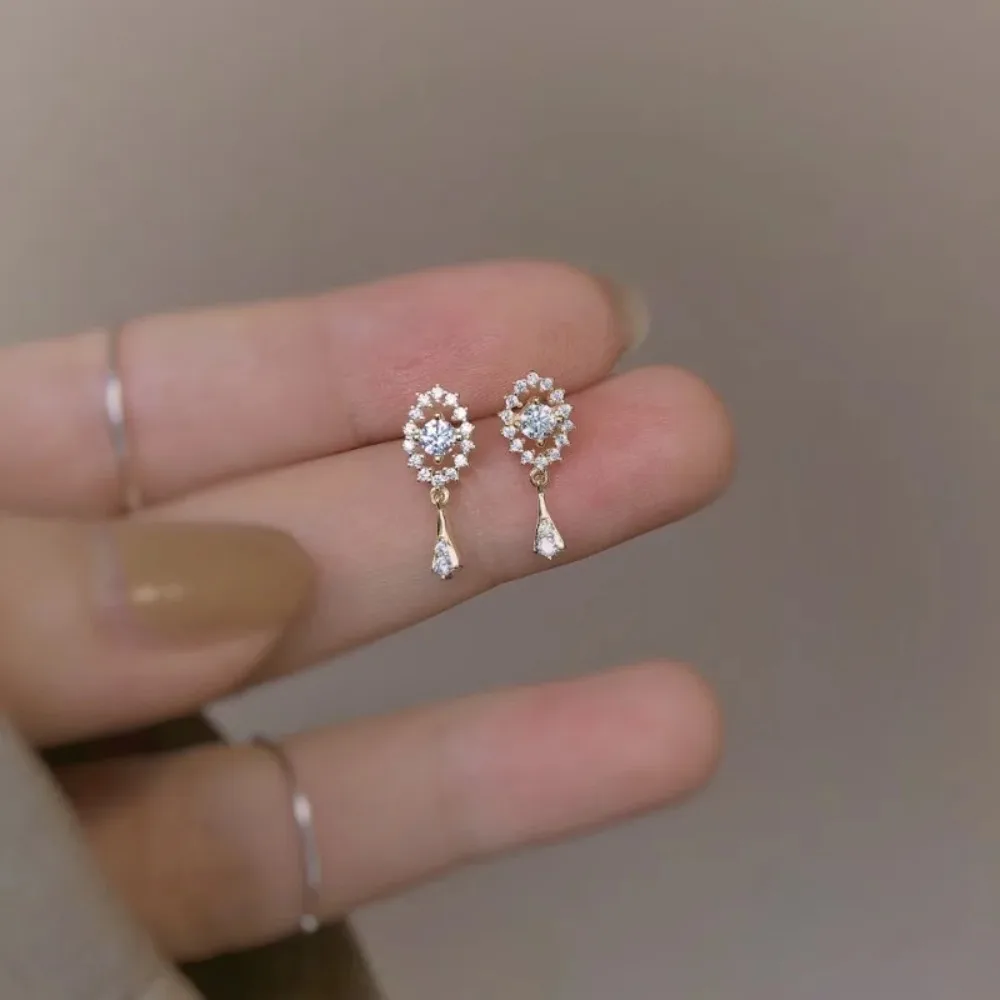 Luxury Shiny 925 Sterling Silver Full Zircon Hollowed-out Tassel Stud Earrings for Women Girls Summer High Quality Jewelry Gifts
