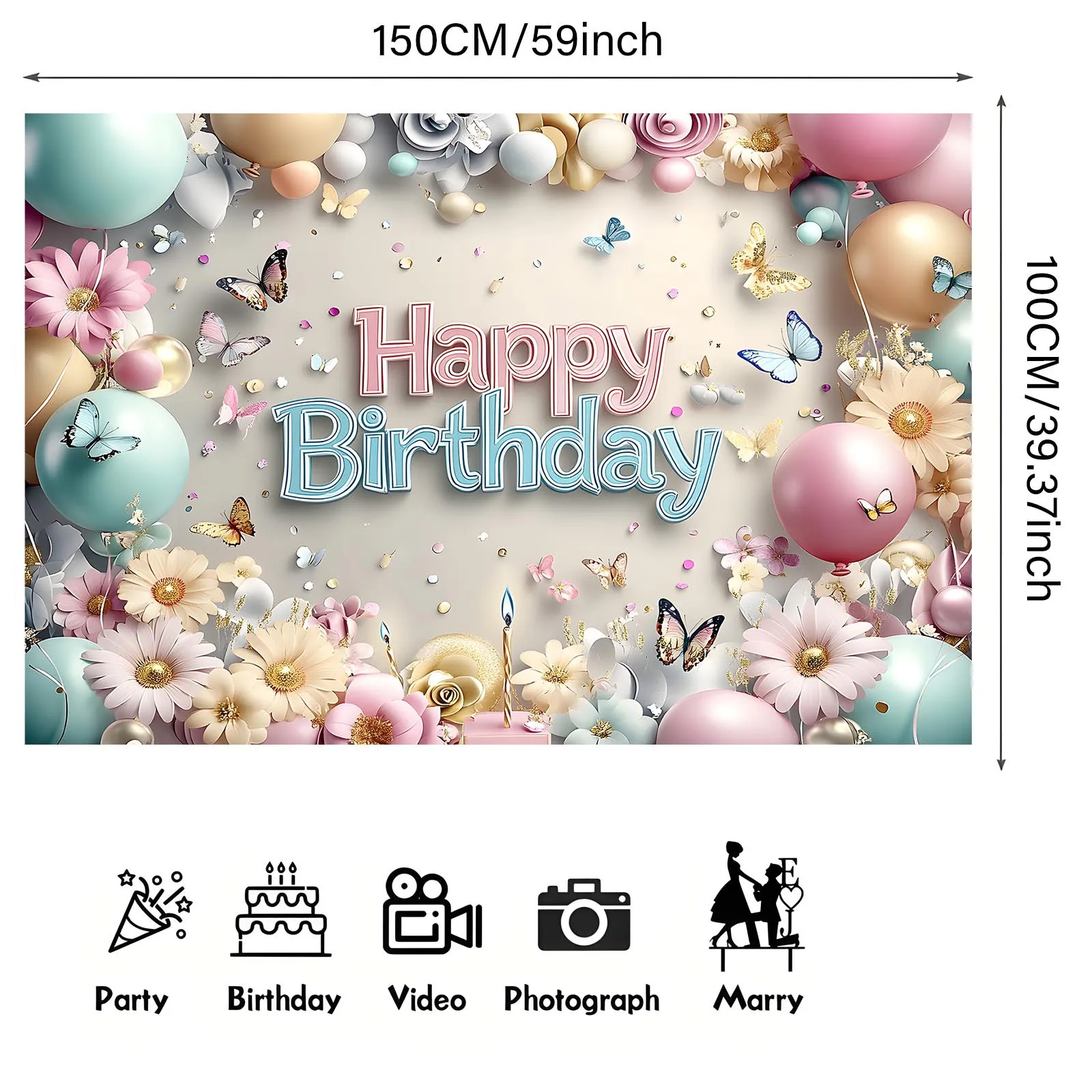 بالونات وردية ولافتات خلفية زهرية، مناسبة لحفلات الزفاف وأعياد الميلاد والذكرى السنوية والاحتفالات الداخلية والخارجية #3