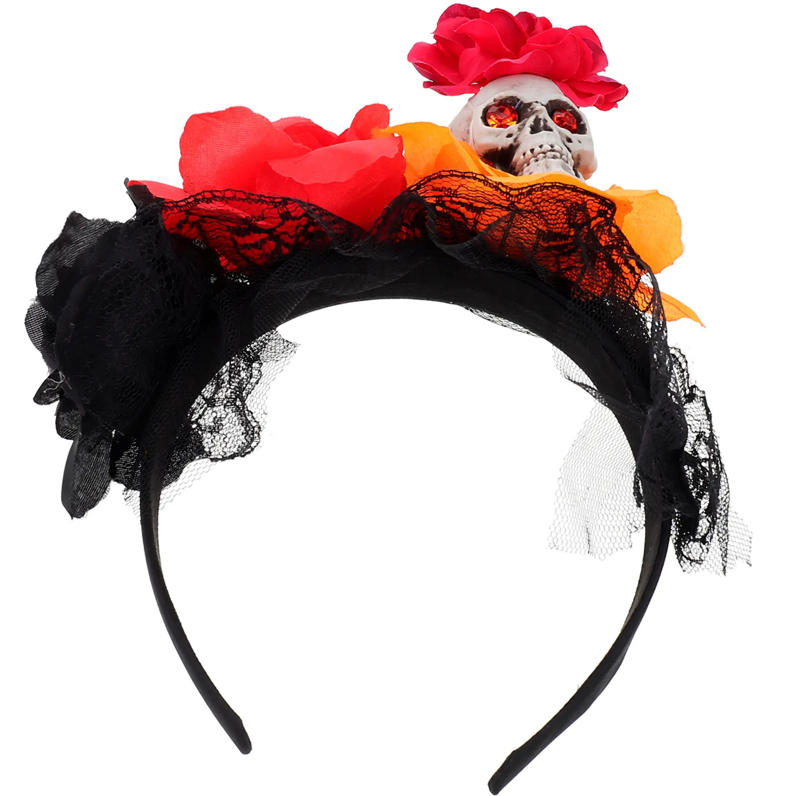 

Halloween Rose Skull Headband Lightweight Comfortable Party Cosplay Hair Accessory for Costume Festival Day of The Dead