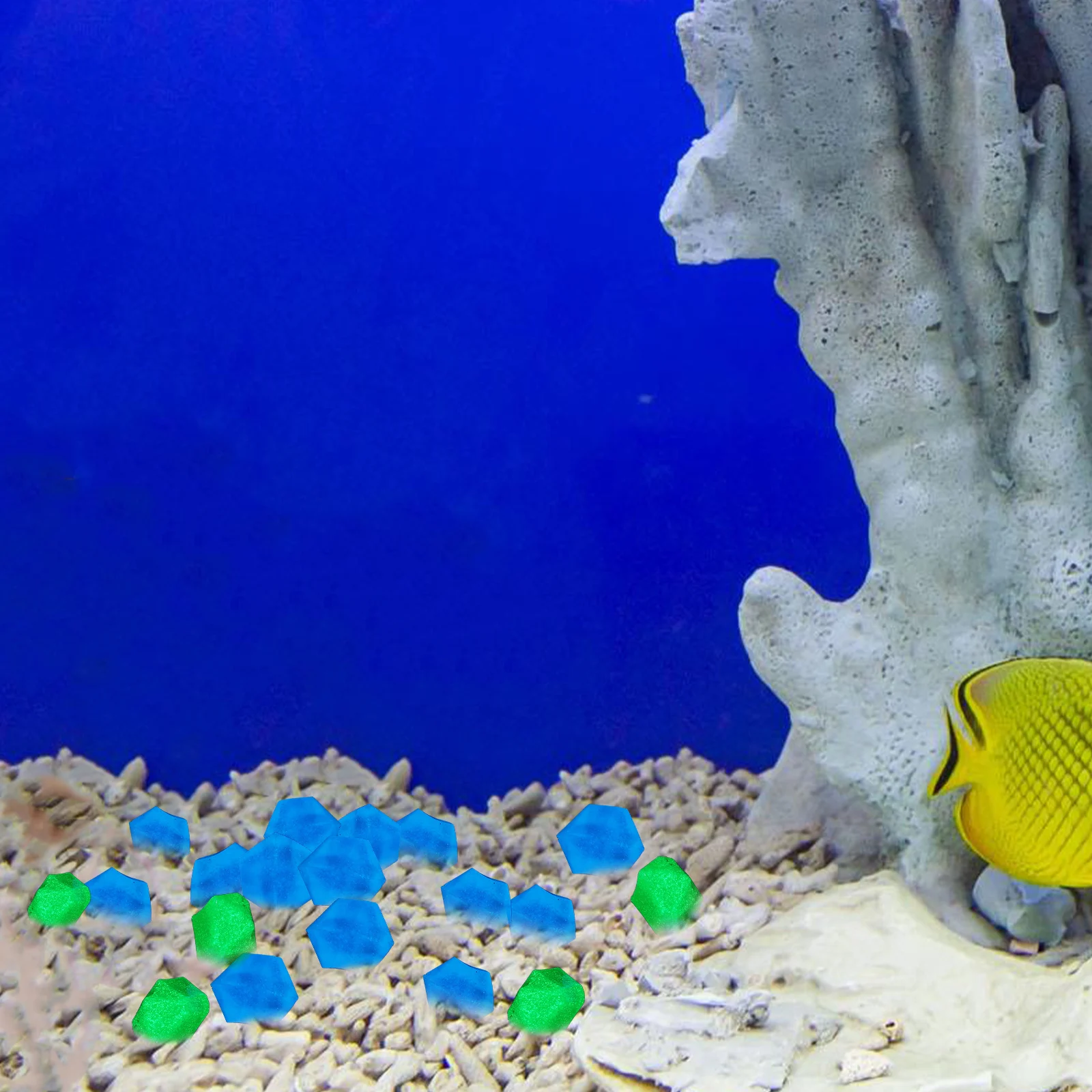 

300 PCS Luminous Ice Cubes and Green Pebbles Stones Aquarium Tank Decor Fish Bottom Colored Resin Landscaping Ornament