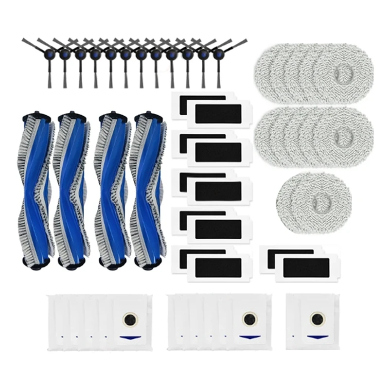 

N85R-Для Ecovacs T30 Pro / T30 Pro Omni / Yeedi M12 Pro+ Основная роликовая боковая щетка HEPA-фильтр, подушечки для швабры, запасные мешки для пыли