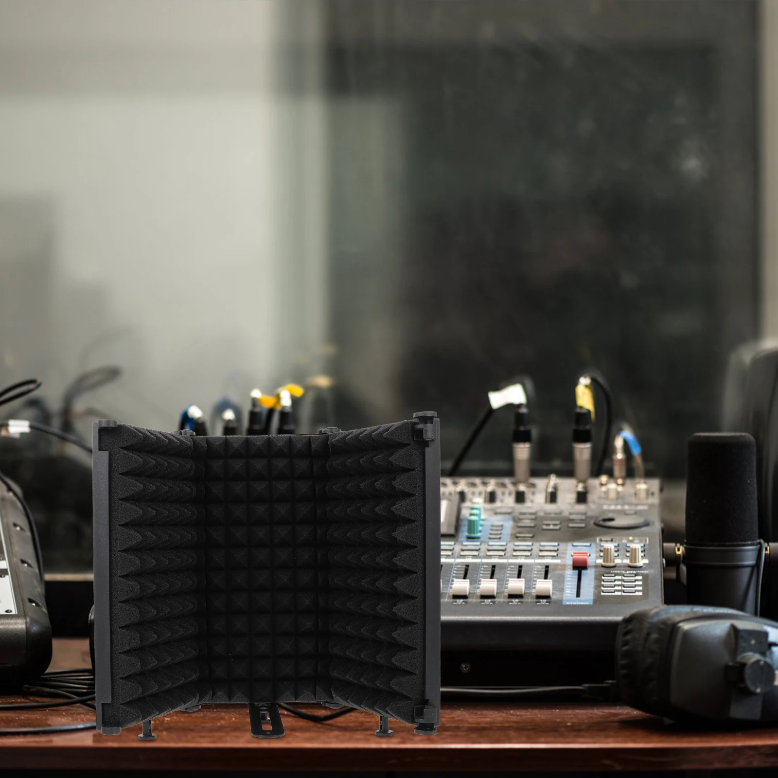 

Windproof Screen Noise Reduction Partition for Studio Mic Microphones Recording Isolation Shield Filter Abs Shock Mount Foldable