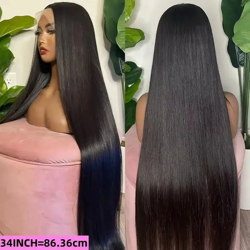 150 Density Natural Black 5x5 Glueless Wig Straight Baby Hair 18 36 Inches Human Hair Wig Pre-Plucked For Women