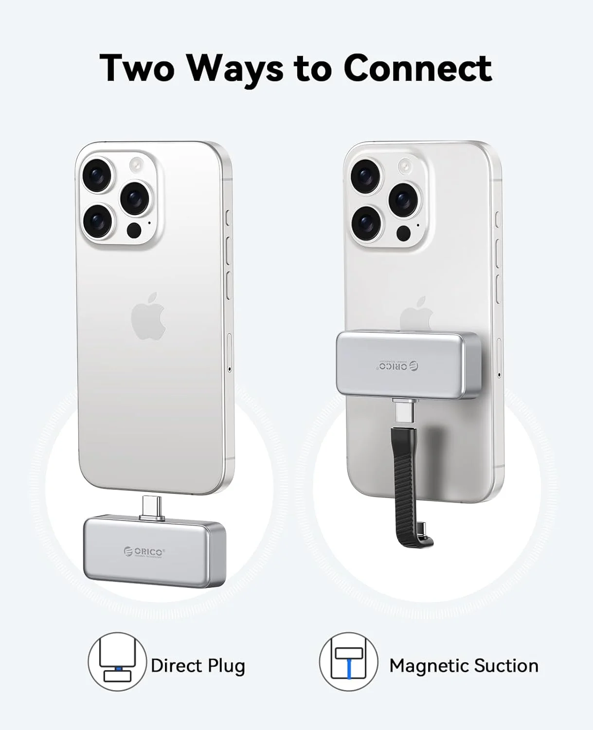 ORICO FlashPod 1TB MINI Magnetic Portable SSD Up to 2000MB/s ProRes with Direct Plug for iPhone 15 16 Series, Tablets, Laptop