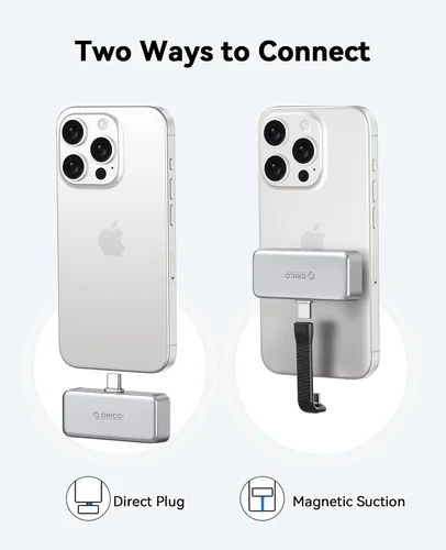 Imagen 2 del producto ORICO FlashPod 1TB MINI SSD portátil magnético hasta 2000 MB/s ProRes con enchufe directo para iPhone 15 16 Series, tabletas, portátiles