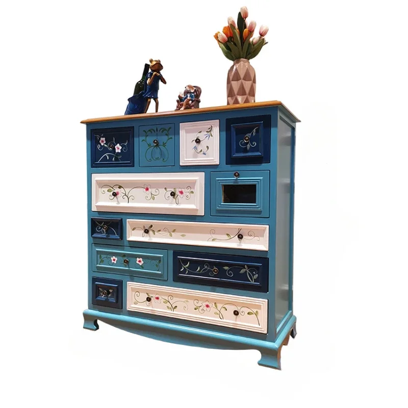 American chest of drawers storage entrance blue living room solid wood bedroom storage decorative cabinet